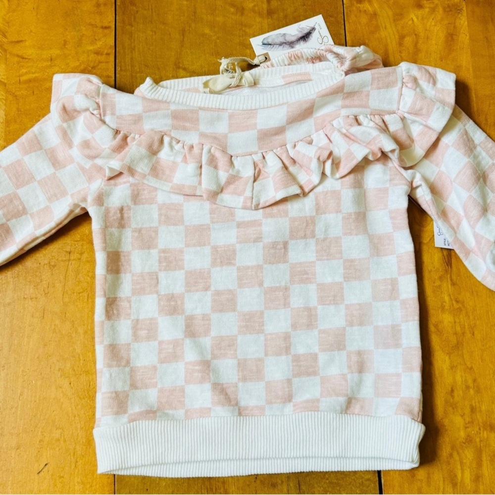 Jessica Simpson Pink White Checkered‎ Dress With Diaper Cover 12M NEW